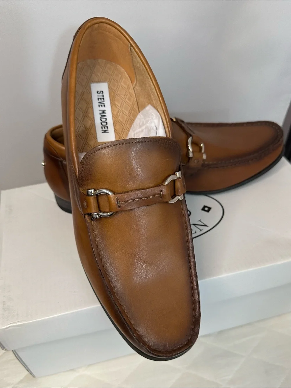 Steve Madden Brown Leather Bit Loafers Shoes Size 8.5